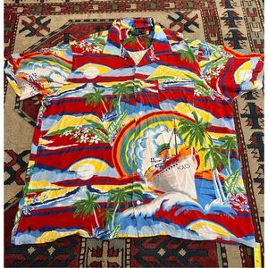 Polo Ralph Lauren Cruise Yacht Hawaiian Floral Red  Tropical Boat Shirt XXL